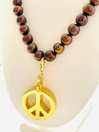 Peace Necklace with Chocolate Pearls