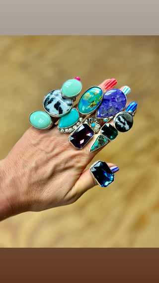 Sterling Silver Green Horizontal Opal Ring