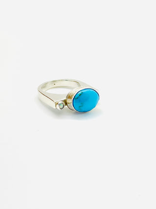Blue Arizona Turquoise & Opal Ring