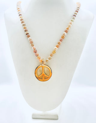 Peace Necklace with Pink Opal Beads