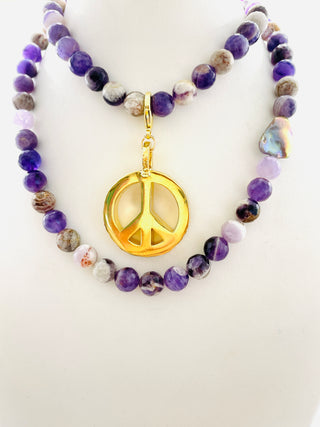 Peace Necklace with Amethyst Beads