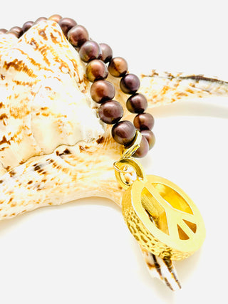 Peace Necklace with Chocolate Pearls