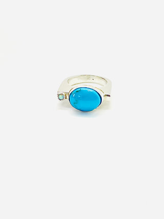 Blue Arizona Turquoise & Opal Ring