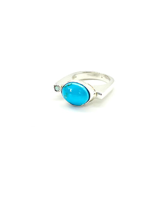 Blue Arizona Turquoise & Opal Ring
