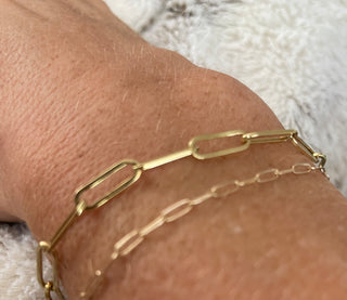 14KT Yellow Gold Paperclip Chain Bracelet- JAMES