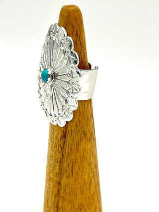 Yami Adjustable Ring – Western Turquoise Concho Ring for Women