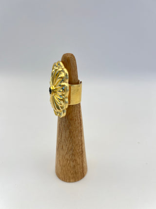 Black Onyx Concho Ring – Adjustable Western Statement Ring for Women