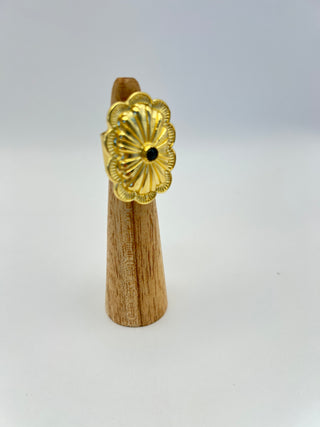 Black Onyx Concho Ring – Adjustable Western Statement Ring for Women