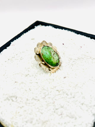 Vintage-Inspired Green Turquoise Ring – Sterling Silver Bohemian Statement Jewelry