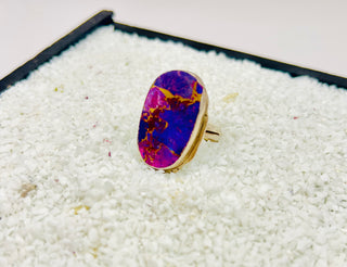 Purple Mojave Turquoise Ring  Sterling Silver Boho Statement Jewelry
