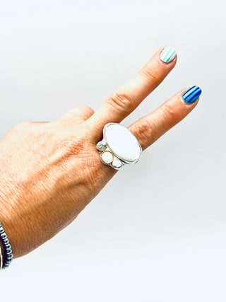Bohemian Selenite Conch Shell Ring