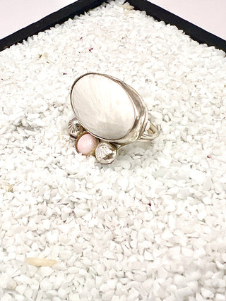 Bohemian Selenite Conch Shell Ring