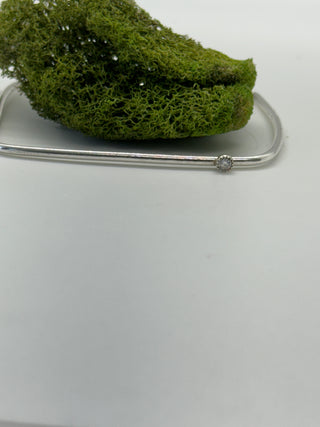 Sterling Silver Square Bangle with Moissanite