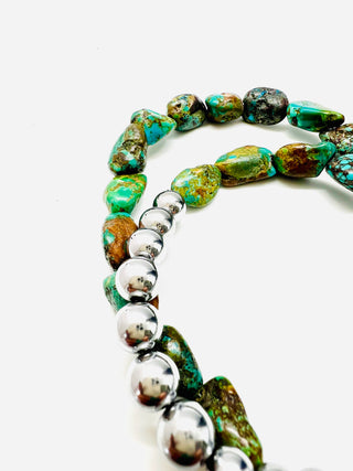 30" Turquoise & Pyrite Necklace