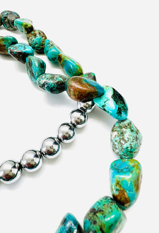 30" Turquoise & Pyrite Necklace