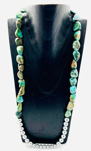 30" Turquoise & Pyrite Necklace