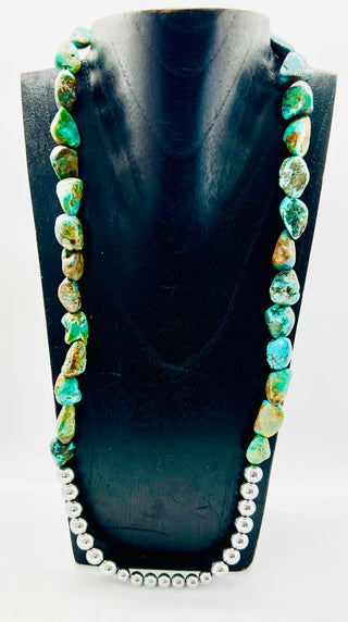 30" Turquoise & Pyrite Necklace