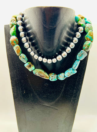 30" Turquoise & Pyrite Necklace