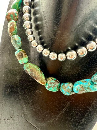 30" Turquoise & Pyrite Necklace