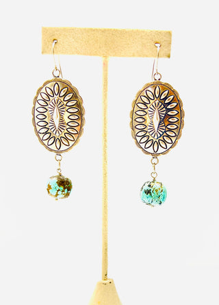 2" Concho Turquoise Drop Earrings