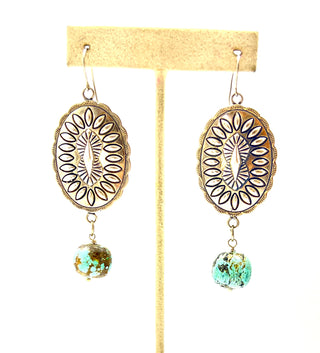 2" Concho Turquoise Drop Earrings