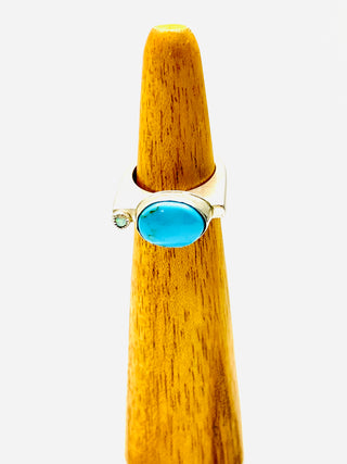 Blue Arizona Turquoise & Opal Ring