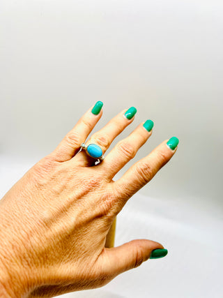 Blue Arizona Turquoise & Opal Ring