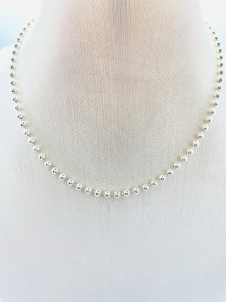 22” STERLING SILVER BEADED NECKLACE