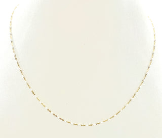 14KT Yellow Gold White Enameled Necklace