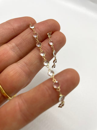 14KT Yellow Gold Chain with White Topaz Bezel - MARRY THE NIGHT