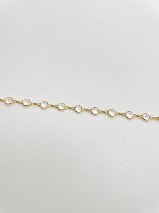 14KT Yellow Gold Chain with White Topaz Bezel - MARRY THE NIGHT