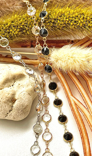 14KT Yellow Gold Chain with 4mm Black Spinel Stones - ACE