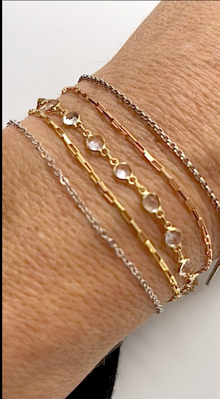 14KT Yellow Gold Chain with White Topaz Bezel - MARRY THE NIGHT