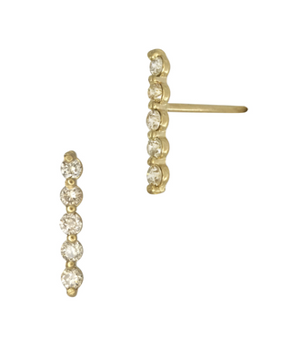 14KT Gold Diamond Bar Stud Earring