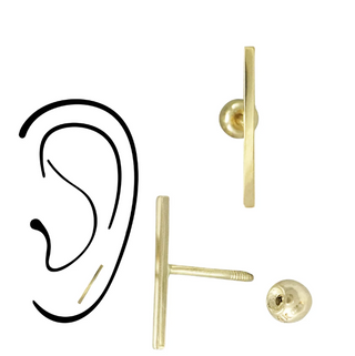14KT Gold Bar Stud earring