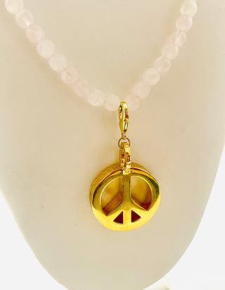 Peace Necklace with Rose Quartz Beads