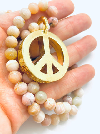 Peace Necklace with Pink Opal Beads