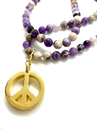 Peace Necklace with Amethyst Beads