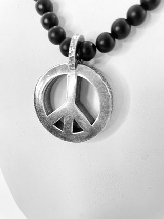 Peace Necklace with Black Onyx Beads