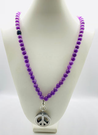 Peace Necklace with Lavender Jade Beads