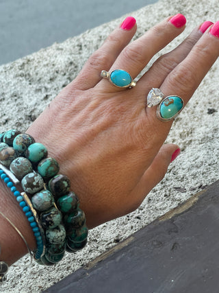 BLUE TURQUOISE WITH WHITE CZ STONE