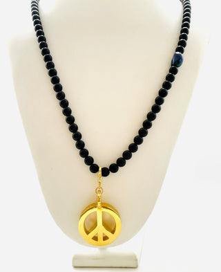 Peace Necklace with Black Onyx Beads