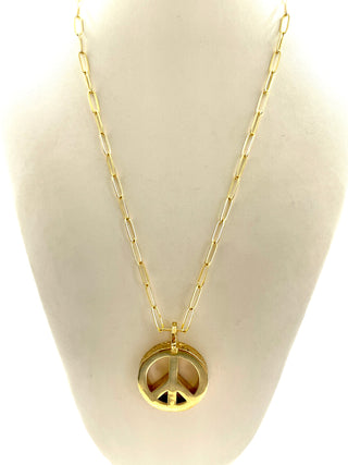 Peace Necklace with Gold Filled Paperclip Chain
