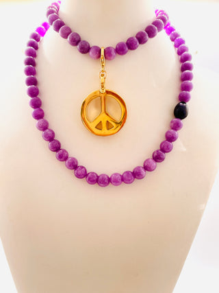 Peace Necklace with Lavender Jade Beads