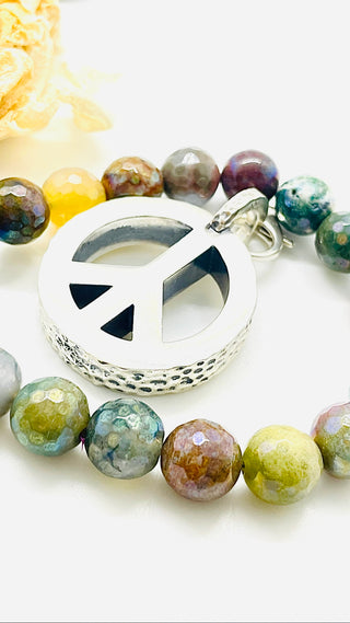Peace Necklace with Indian Agate Beads