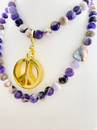 Peace Necklace with Amethyst Beads