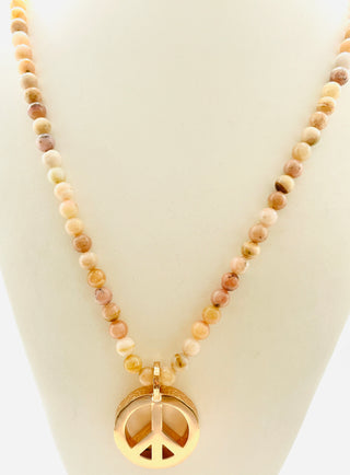 Peace Necklace with Pink Opal Beads
