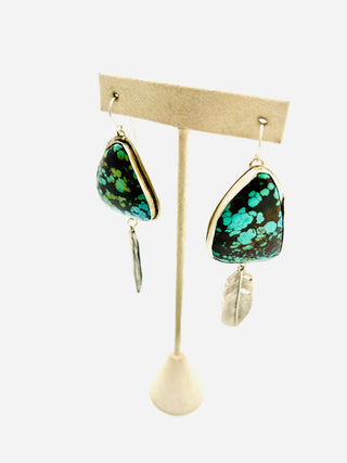 Turquoise Feather Earrings