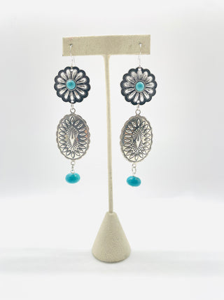 Floral Concho Turquoise Earrings