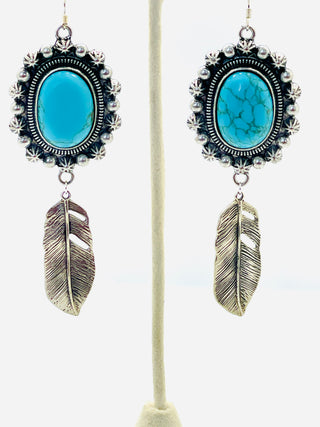 HEATHER TURQUOISE & FEATHER EARRINGS